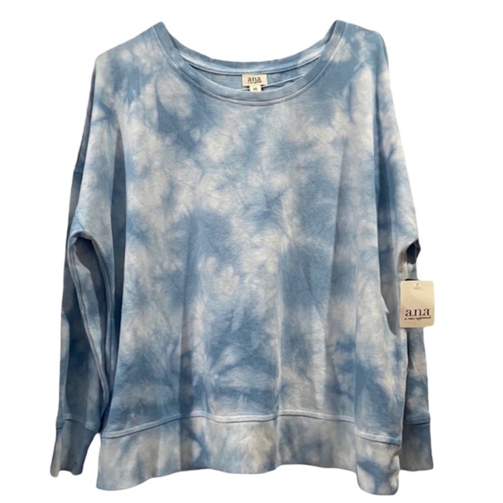 a.n.a Women’s Blue & White Tie-Dye Pullover Sweater Sz XXL - Picture 2 of 5